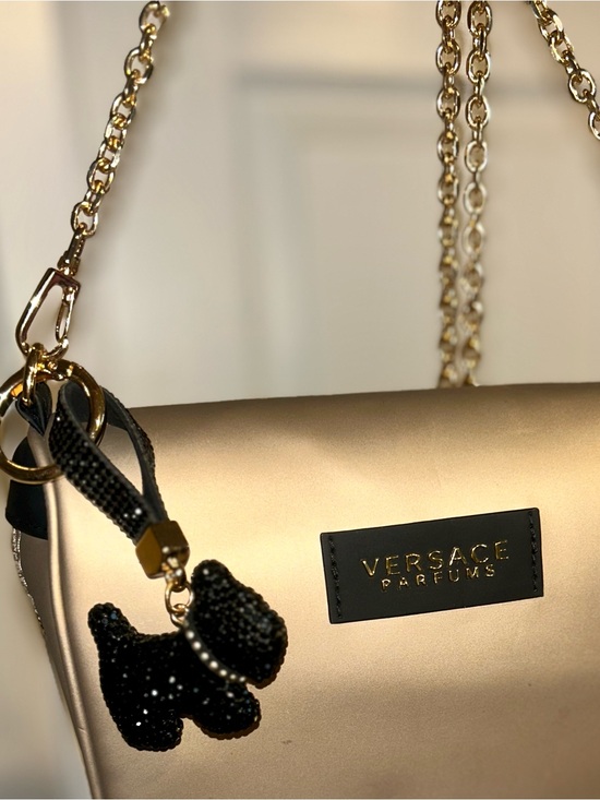 Versace Handbags - NWT Versace Gold Crossbody Bag with Black Rhinestone Terrier Charm